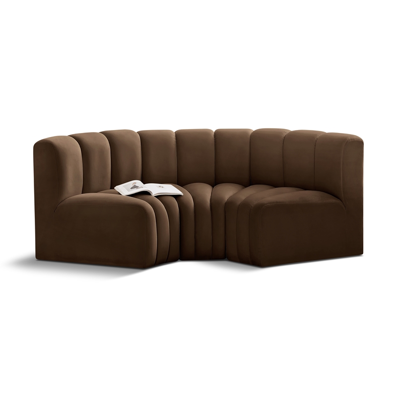 Meridian Furniture Arc Brown Velvet Modular Sectional