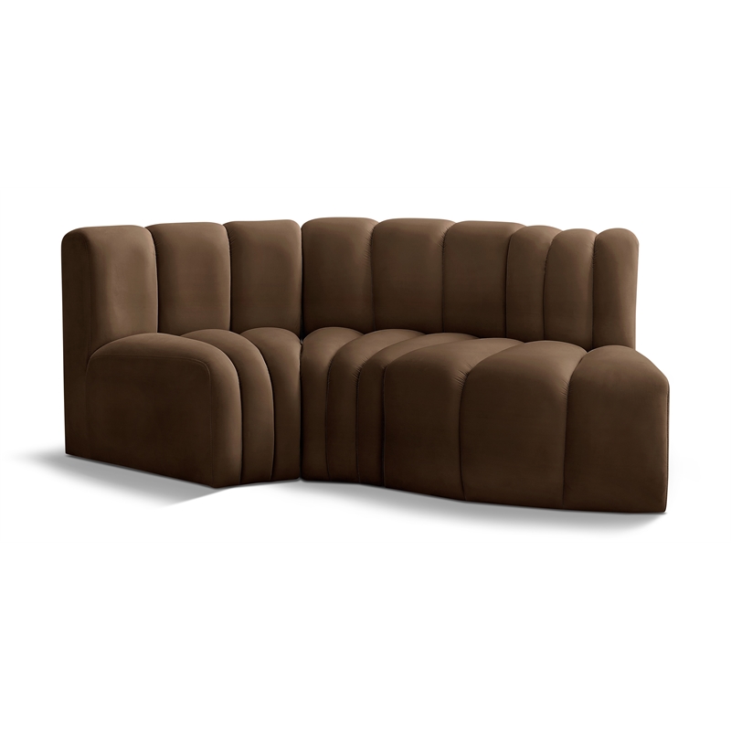 Meridian Furniture Arc Brown Velvet Modular Sectional