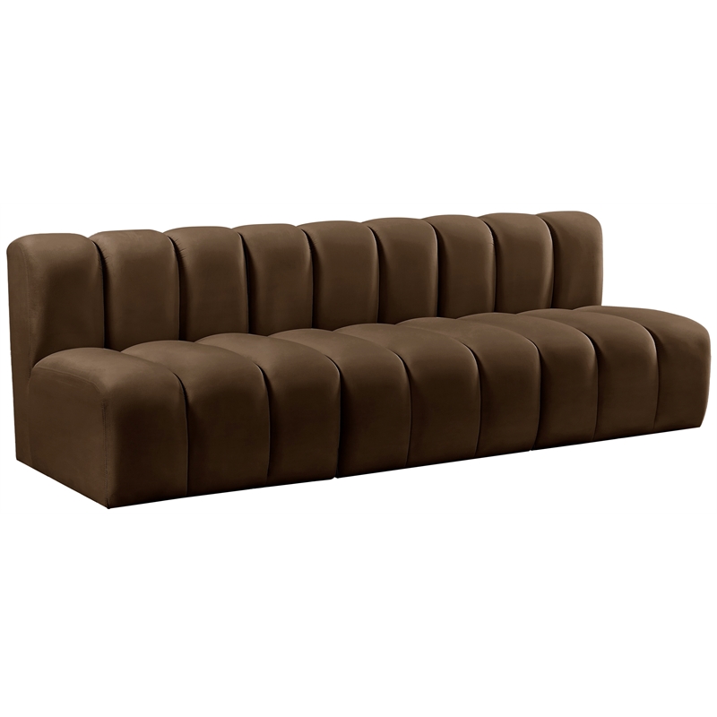 Meridian Furniture Arc Brown Velvet Modular Sectional