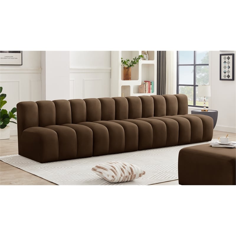 Meridian Furniture Arc Brown Velvet Modular Sectional