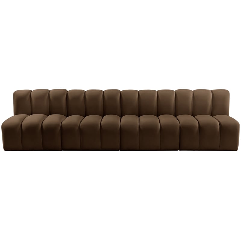 Meridian Furniture Arc Brown Velvet Modular Sectional