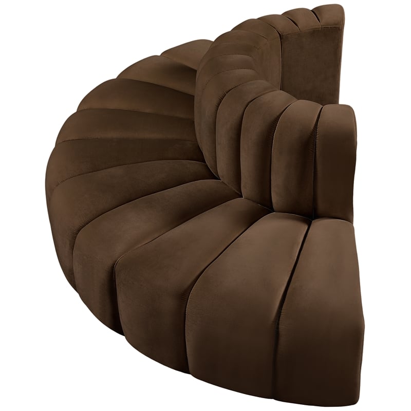 Meridian Furniture Arc Brown Velvet Modular Sectional