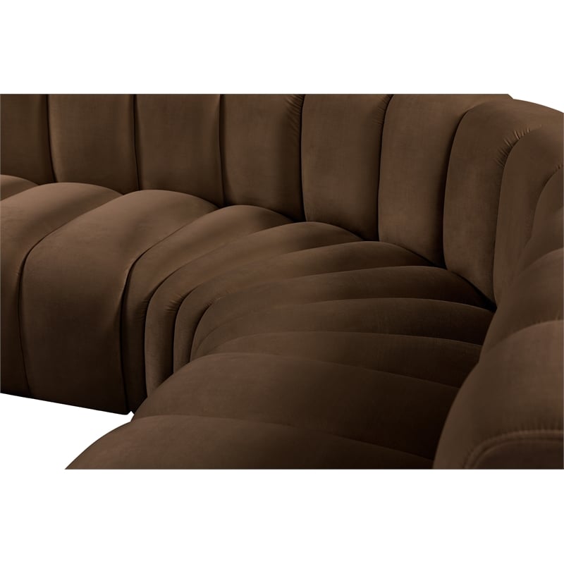 Meridian Furniture Arc Brown Velvet Modular Sectional