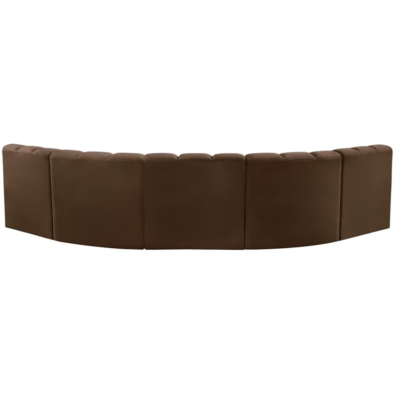 Meridian Furniture Arc Brown Velvet Modular Sectional