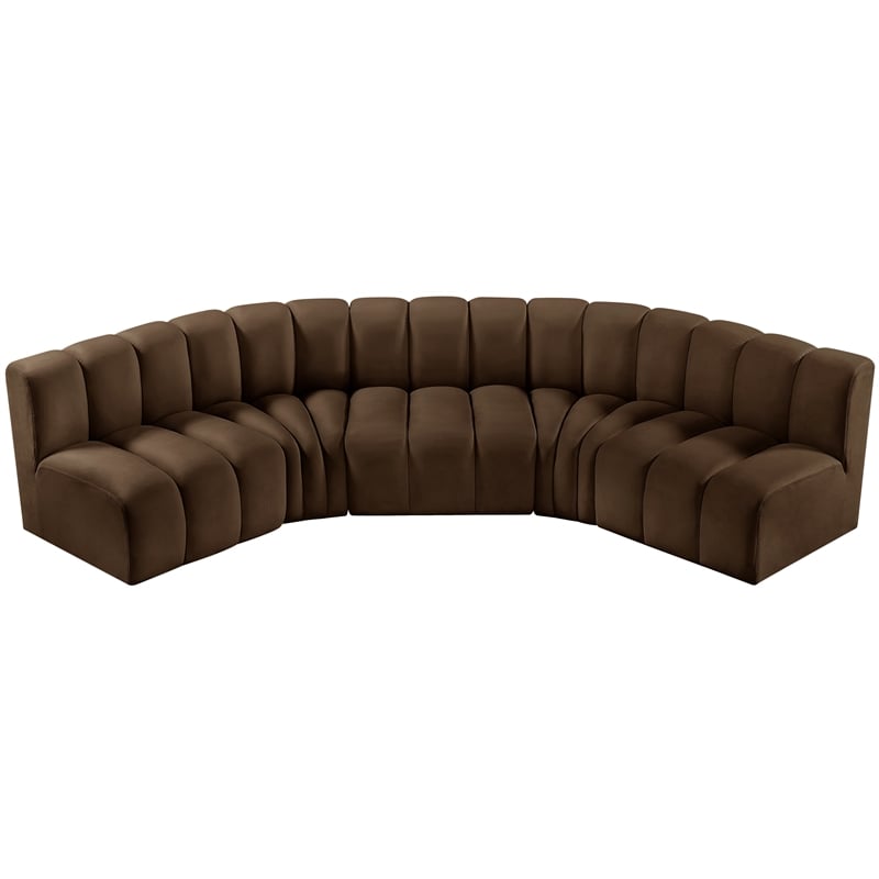 Meridian Furniture Arc Brown Velvet Modular Sectional