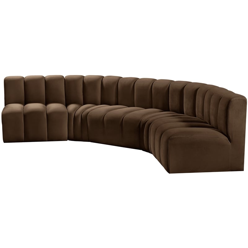 Meridian Furniture Arc Brown Velvet Modular Sectional