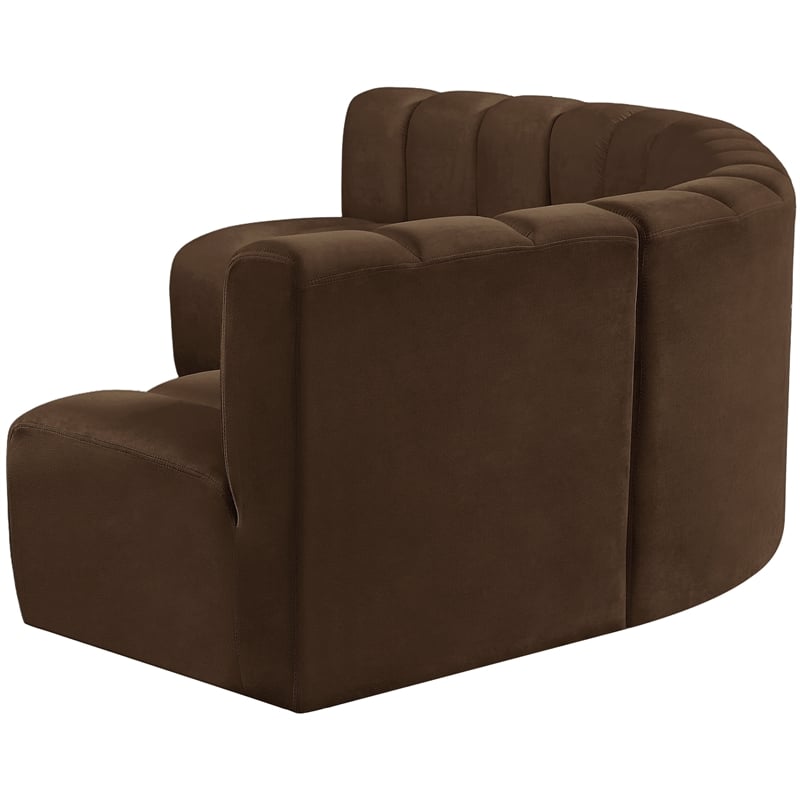 Meridian Furniture Arc Brown Velvet Modular Sectional