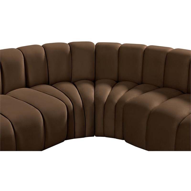 Meridian Furniture Arc Brown Velvet Modular Sectional