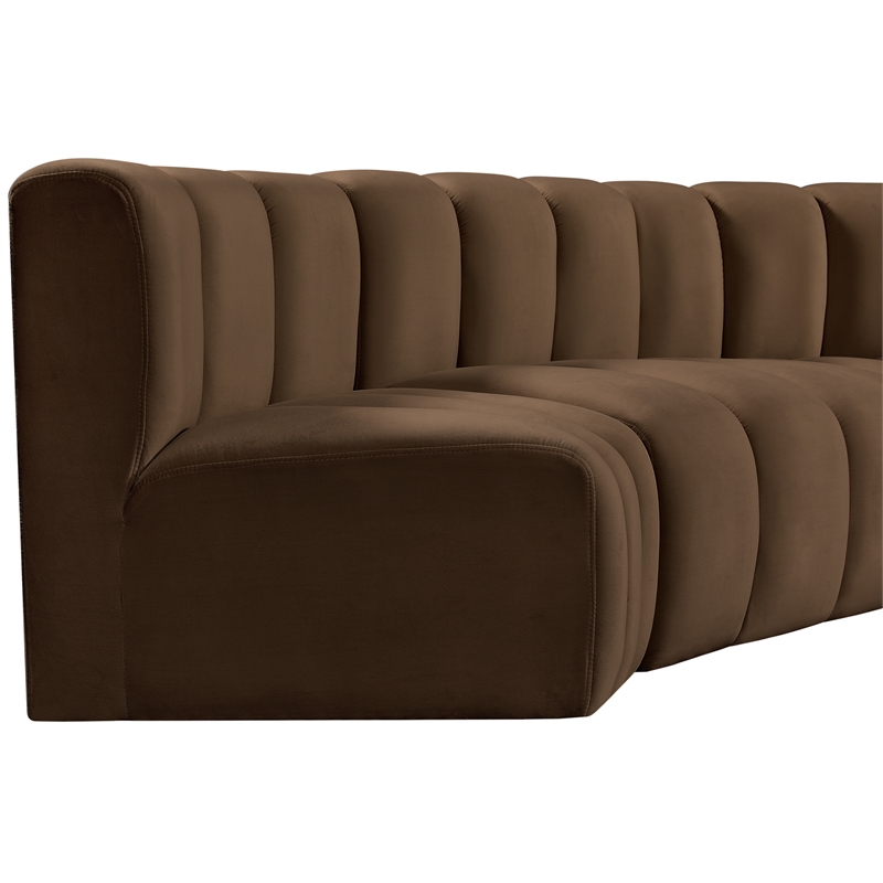 Meridian Furniture Arc Brown Velvet Modular Sectional