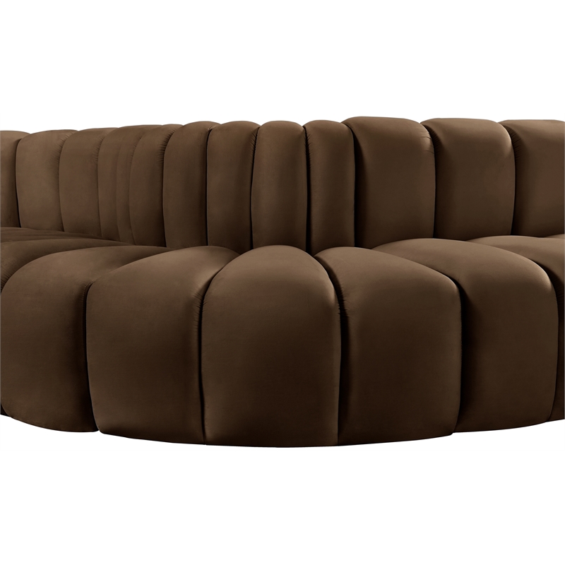 Meridian Furniture Arc Brown Velvet Modular Sectional