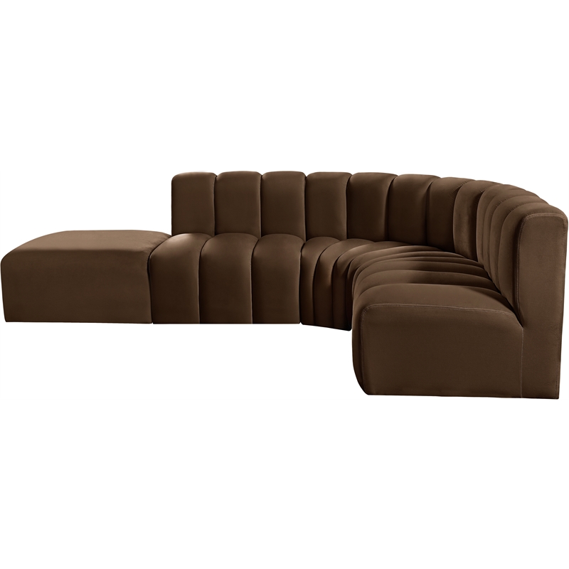 Meridian Furniture Arc Brown Velvet Modular Sectional