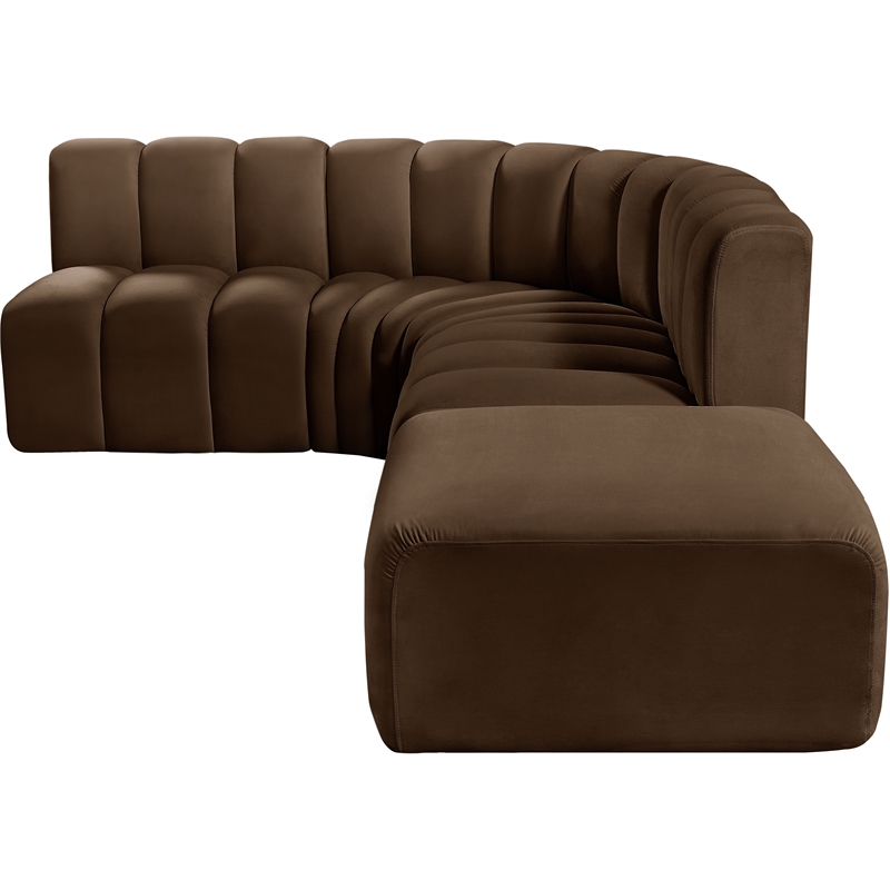 Meridian Furniture Arc Brown Velvet Modular Sectional