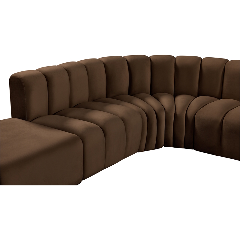 Meridian Furniture Arc Brown Velvet Modular Sectional