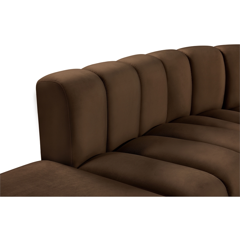 Meridian Furniture Arc Brown Velvet Modular Sectional