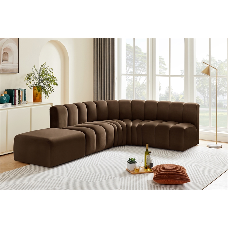 Meridian Furniture Arc Brown Velvet Modular Sectional