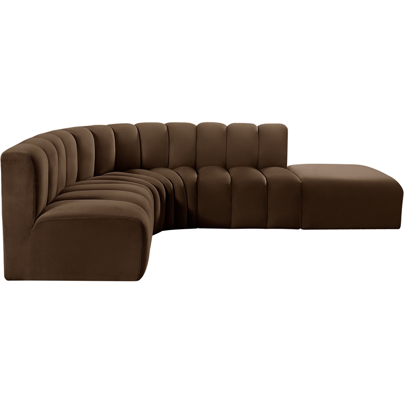 Meridian Furniture Arc Brown Velvet Modular Sectional