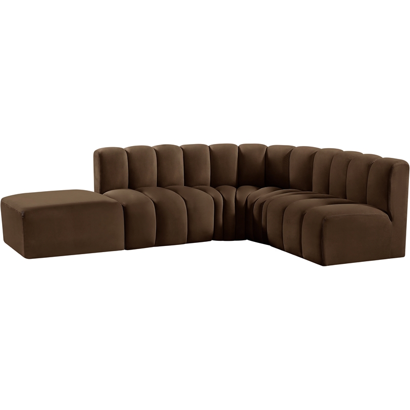Meridian Furniture Arc Brown Velvet Modular Sectional