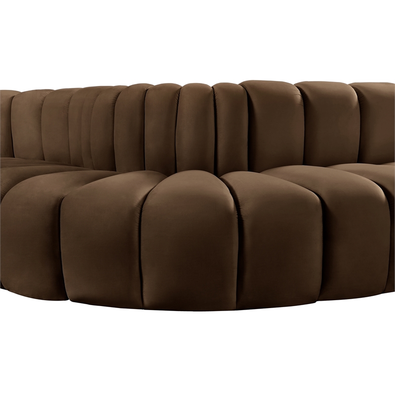 Meridian Furniture Arc Brown Velvet Modular Sectional