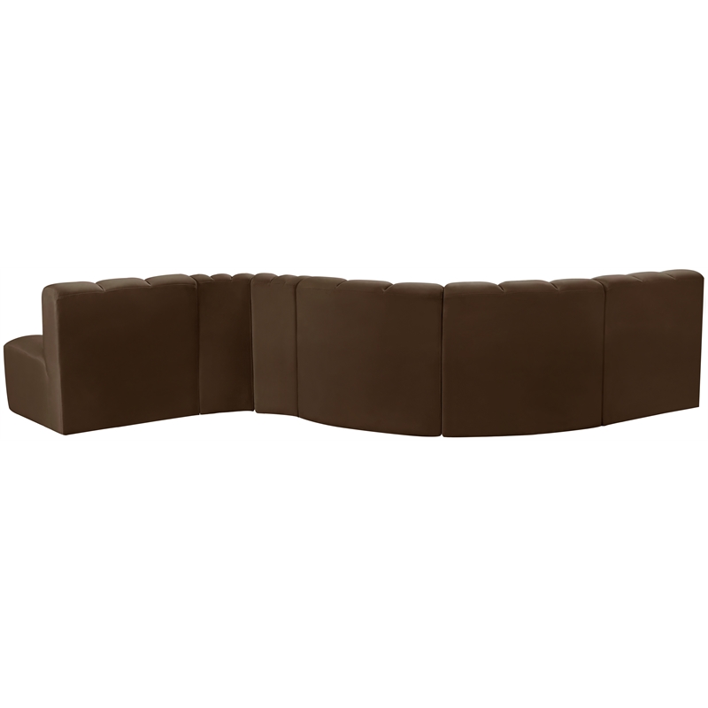 Meridian Furniture Arc Brown Velvet Modular Sectional