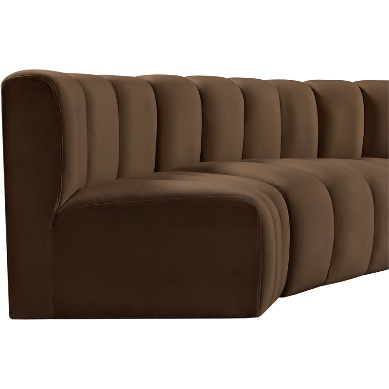 Meridian Furniture Arc Brown Velvet Modular Sectional
