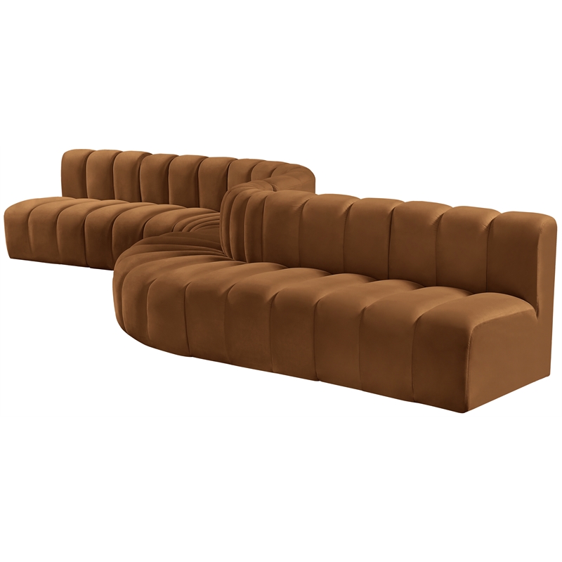 meridian furniture arc saddle velvet modular sectional