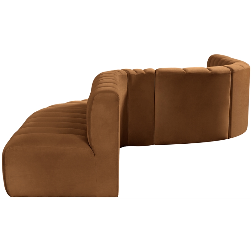 meridian furniture arc saddle velvet modular sectional