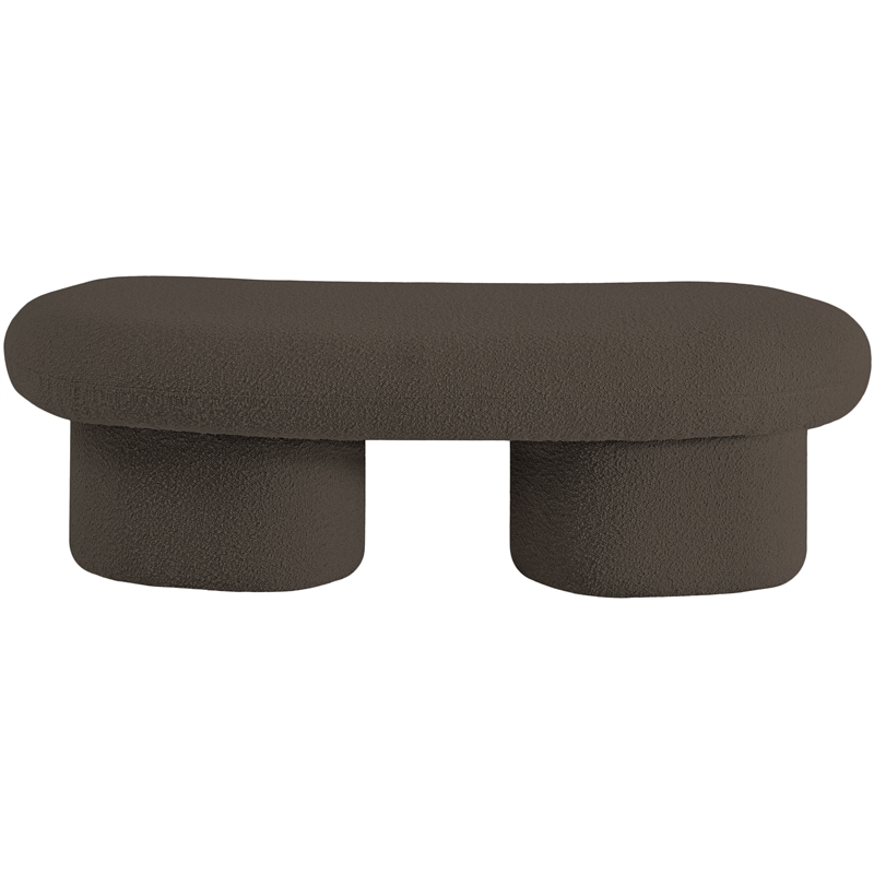 Meridian Furniture Luka Brown Boucle Fabric Bench