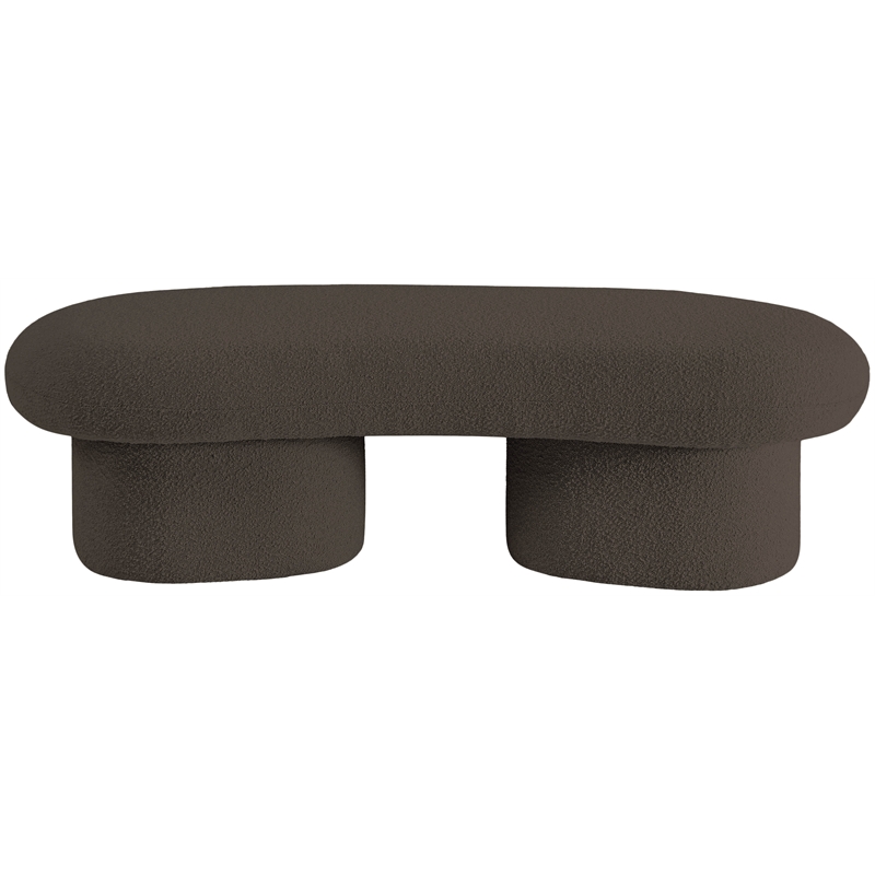 Meridian Furniture Luka Brown Boucle Fabric Bench
