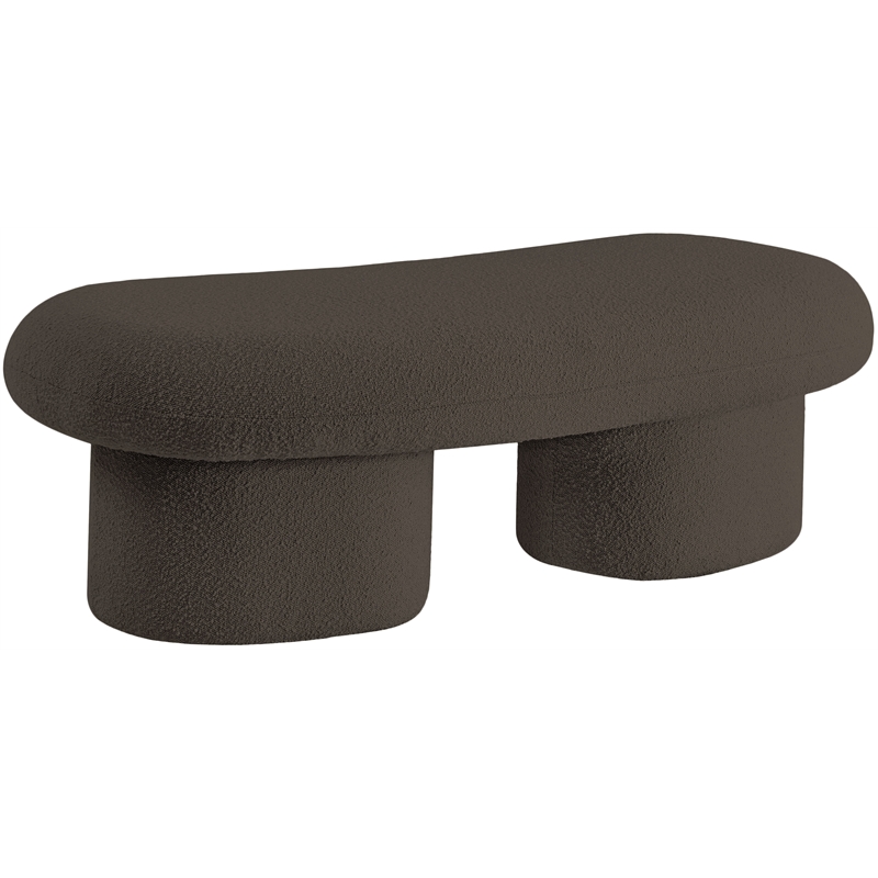 Meridian Furniture Luka Brown Boucle Fabric Bench