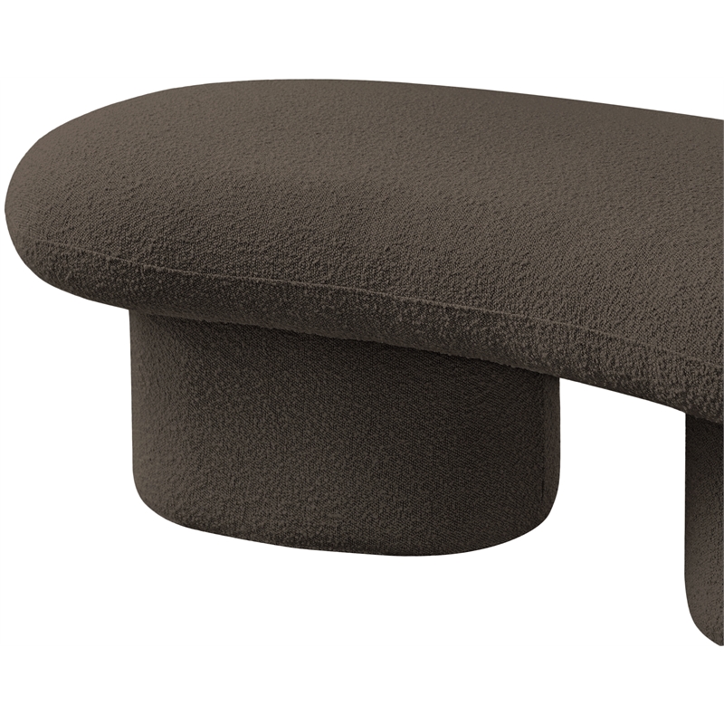 Meridian Furniture Luka Brown Boucle Fabric Bench
