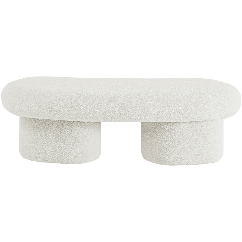 Meridian Furniture Luka Cream Boucle Fabric Bench