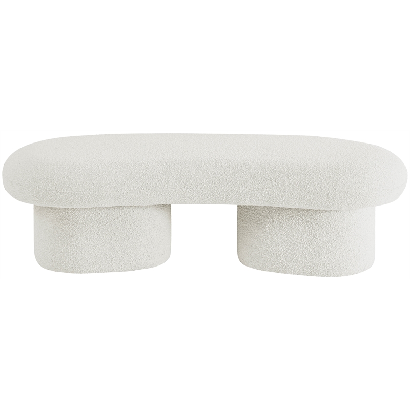 Meridian Furniture Luka Cream Boucle Fabric Bench