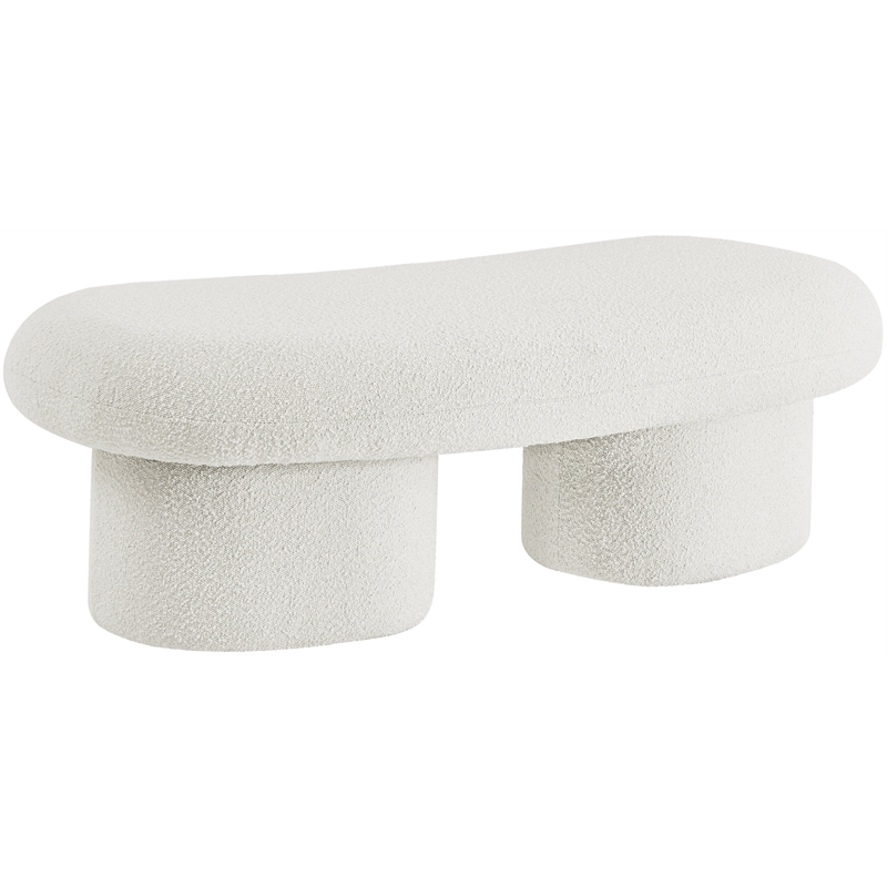 Meridian Furniture Luka Cream Boucle Fabric Bench