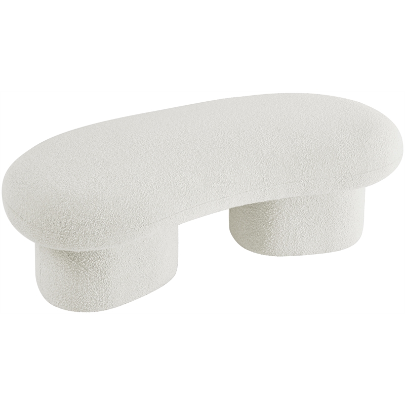 Meridian Furniture Luka Cream Boucle Fabric Bench
