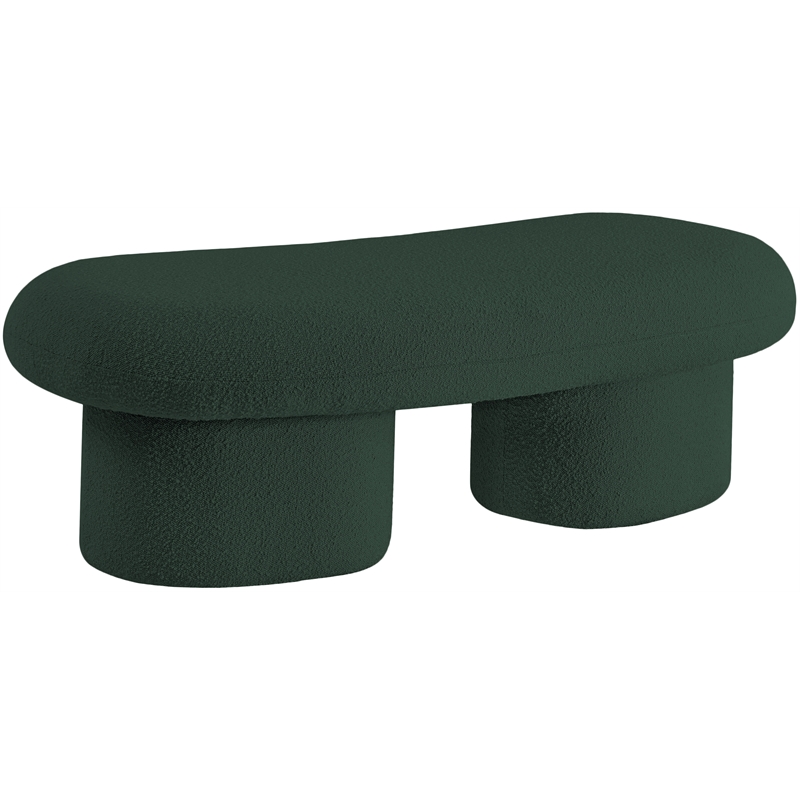 Meridian Furniture Luka Green Boucle Fabric Bench