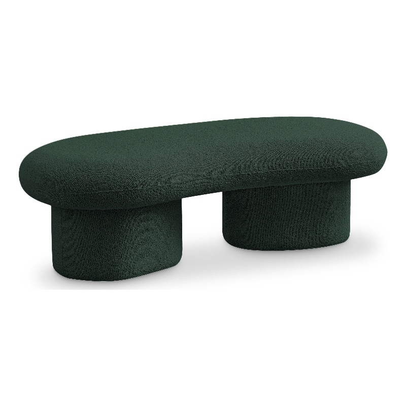 Meridian Furniture Luka Green Boucle Fabric Bench
