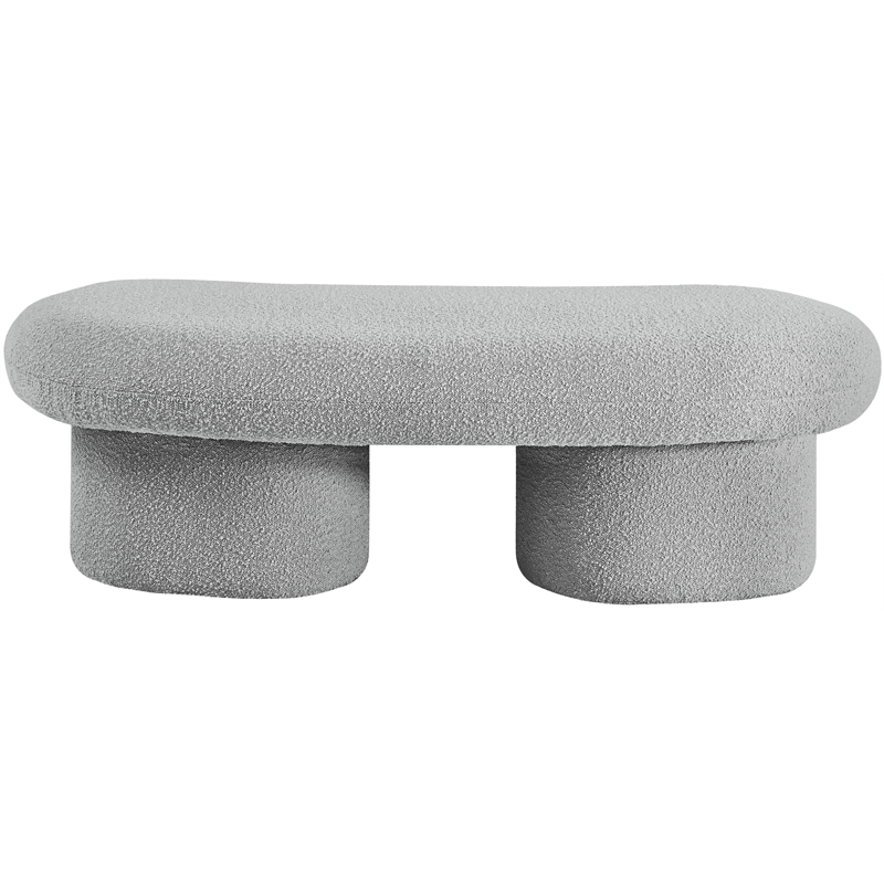 Meridian Furniture Luka Grey Boucle Fabric Bench