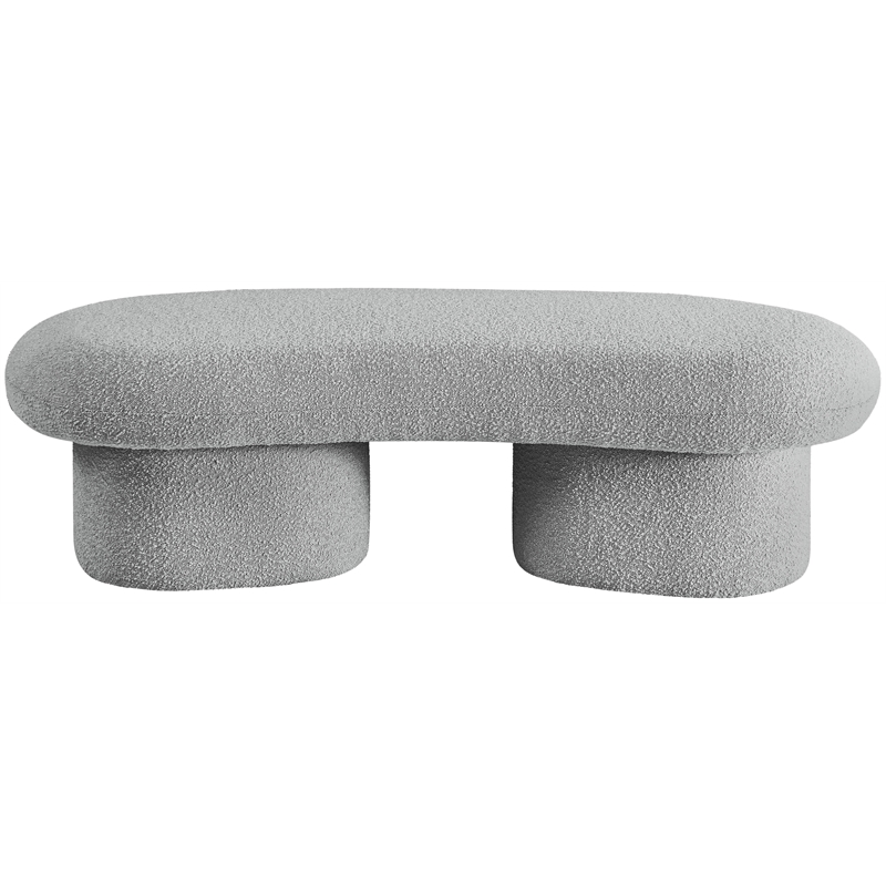 Meridian Furniture Luka Grey Boucle Fabric Bench