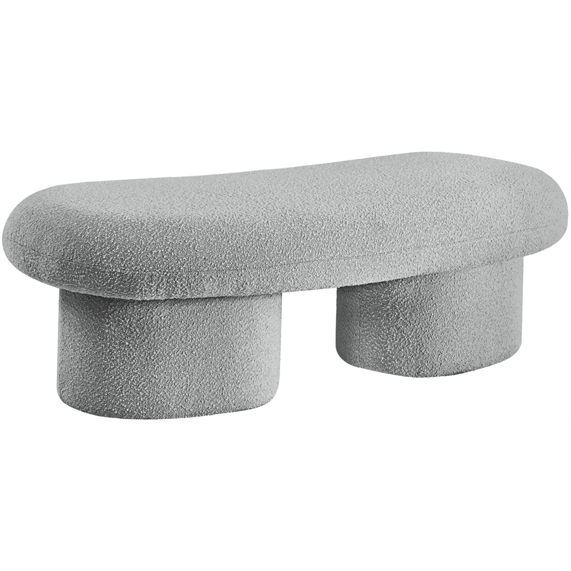 Meridian Furniture Luka Grey Boucle Fabric Bench