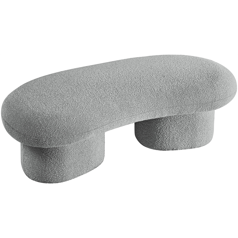 Meridian Furniture Luka Grey Boucle Fabric Bench