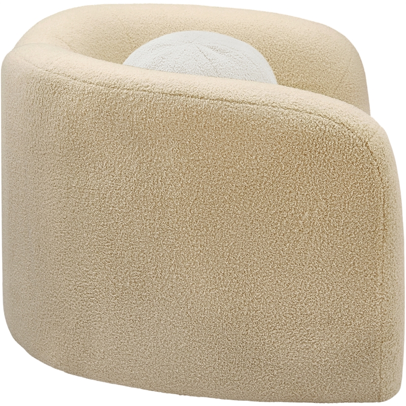 Meridian Furniture Kali Beige Faux Shearling Teddy Fabric Chair