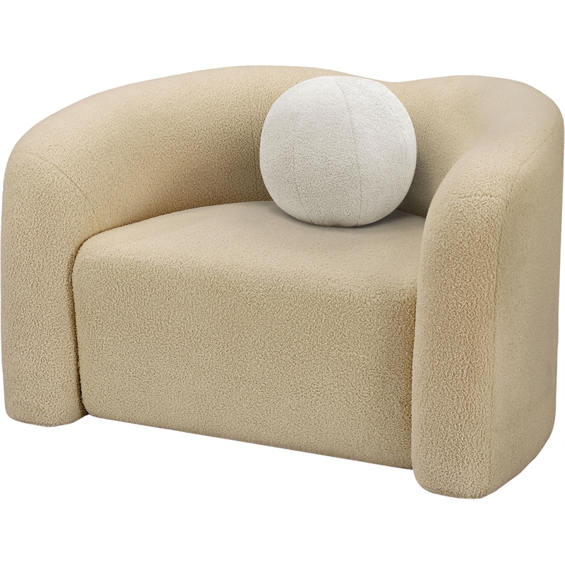 Meridian Furniture Kali Beige Faux Shearling Teddy Fabric Chair