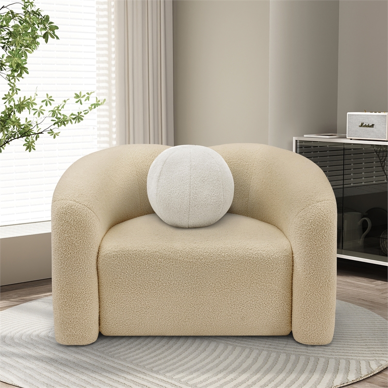 Meridian Furniture Kali Beige Faux Shearling Teddy Fabric Chair