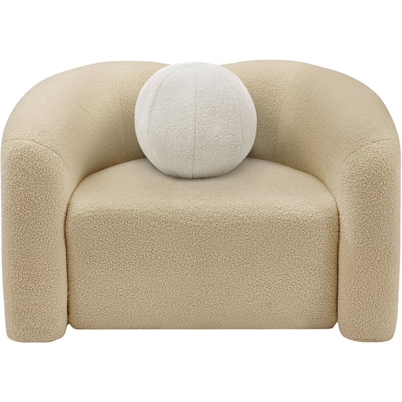 Meridian Furniture Kali Beige Faux Shearling Teddy Fabric Chair