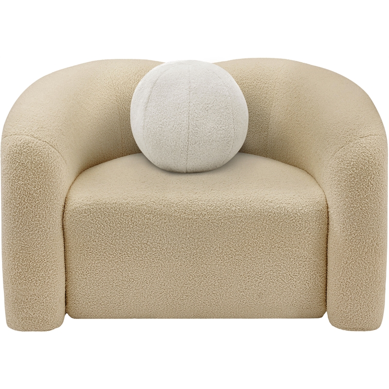 Meridian Furniture Kali Beige Faux Shearling Teddy Fabric Chair