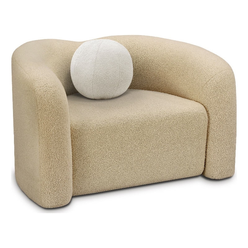 Meridian Furniture Kali Beige Faux Shearling Teddy Fabric Chair