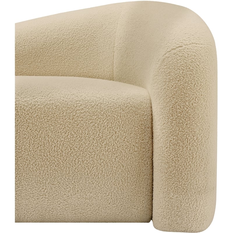 Meridian Furniture Kali Beige Faux Shearling Teddy Fabric Loveseat