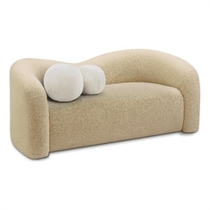 Meridian Furniture Kali Beige Faux Shearling Teddy Fabric Loveseat