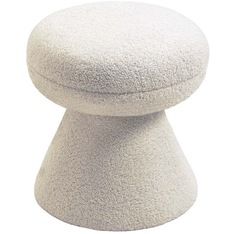 Meridian Furniture Drum Beige Faux Shearling Teddy Fabric Stool