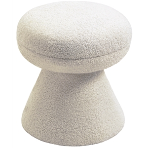 Meridian Furniture Drum Beige Faux Shearling Teddy Fabric Stool